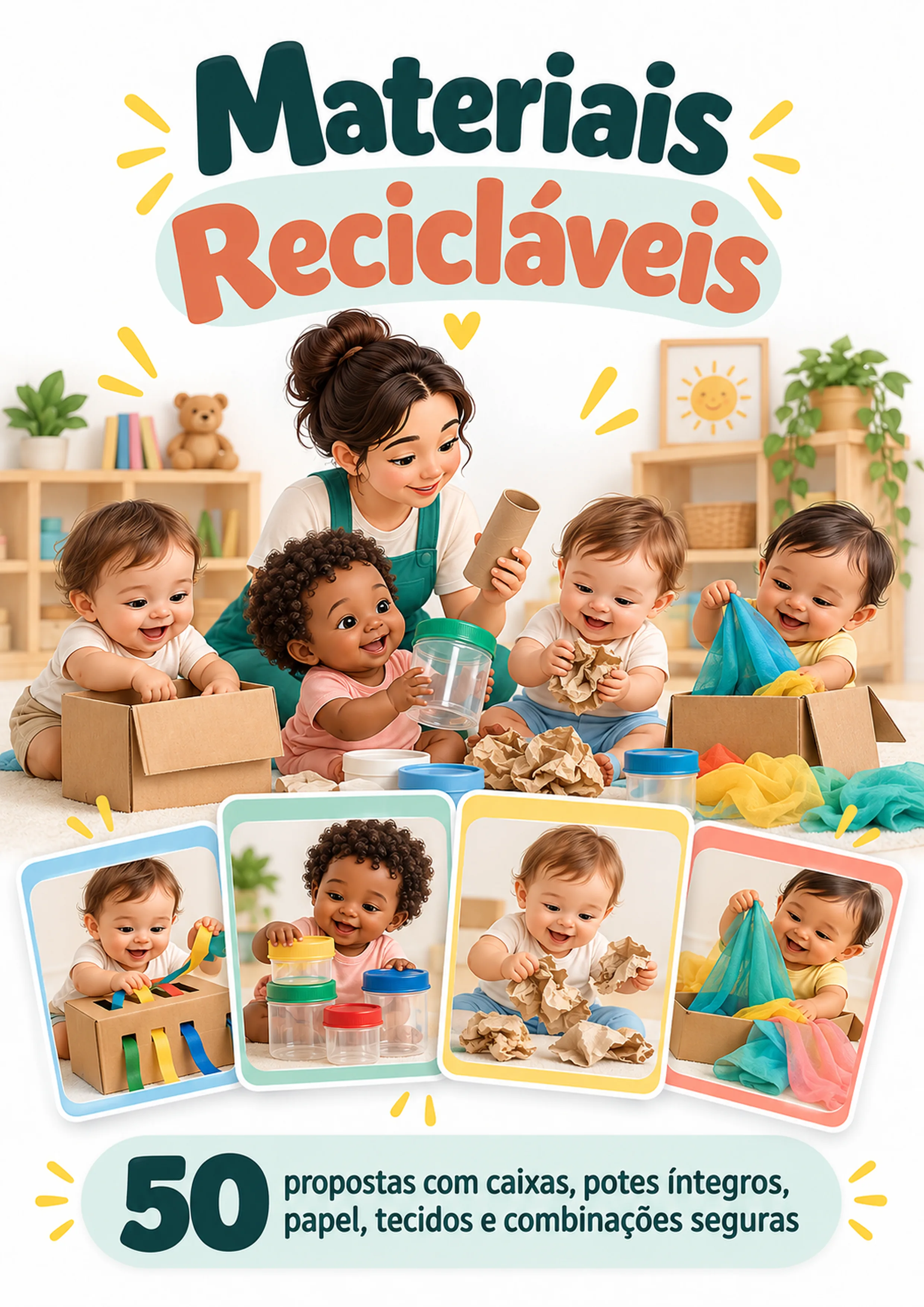 Capa da coleção com materiais recicláveis