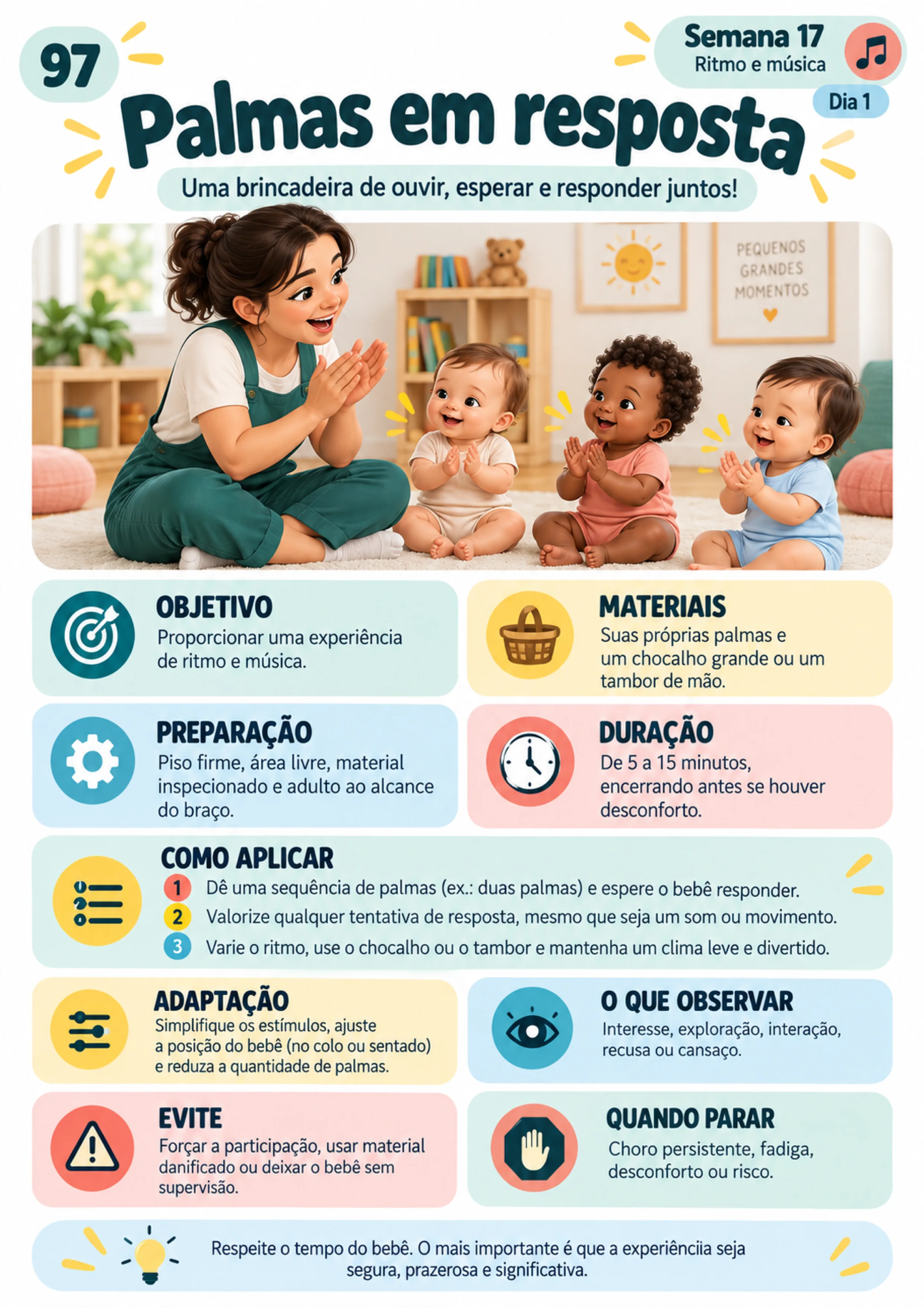 Página real da proposta Palmas em resposta, mostrando objetivo, materiais simples, preparação, duração e aplicação